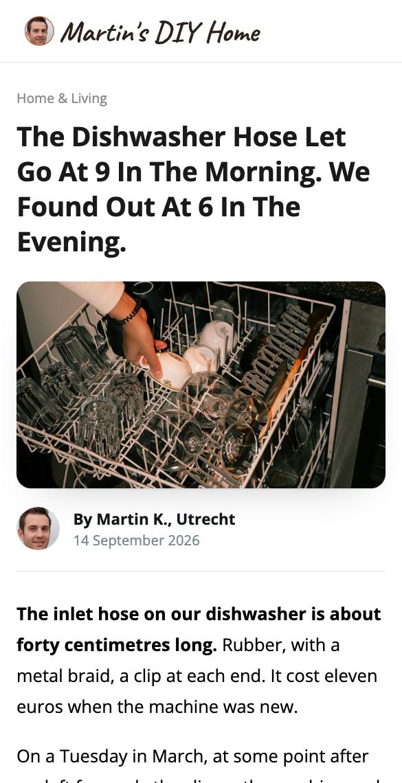 Phone preview of the dishwasher hose that ran all day